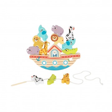 Tooky Toy Montessori Educative Learning Wooden 2 In 1 Noah's Ark Balance Activity Toy